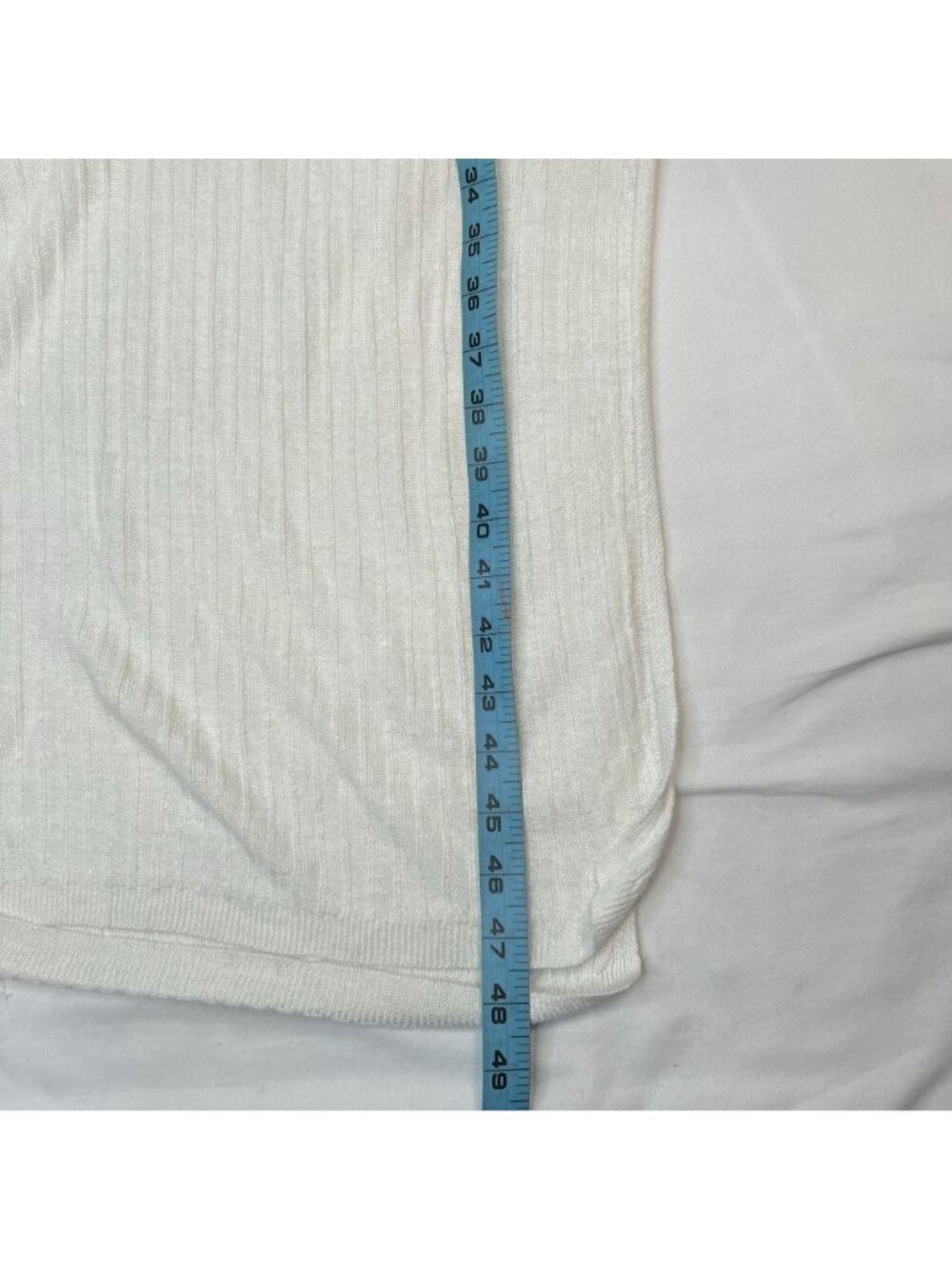 360 Sweater Italian Linen Ribbed Knit Midi Dress Sleeveless Sheath White M - Picture 5 of 9